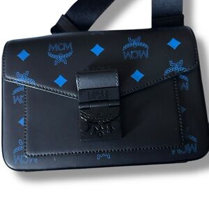 MCM Color Splash Logo Small Crossbody Bag in "Vallarta Blue" Colorway UNISEX NWT